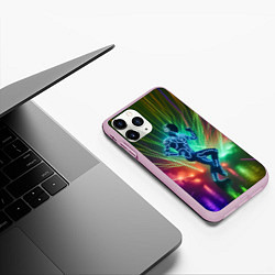 Чехол iPhone 11 Pro матовый Neon cyber dance - ai art fantasy, цвет: 3D-розовый — фото 2