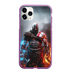 Чехол iPhone 11 Pro матовый God of War Кратос, цвет: 3D-фиолетовый