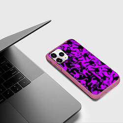 Чехол iPhone 11 Pro матовый Ъуъ съука mem pattern, цвет: 3D-малиновый — фото 2