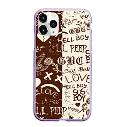 Чехол iPhone 11 Pro матовый Lil peep retro pattern, цвет: 3D-светло-сиреневый