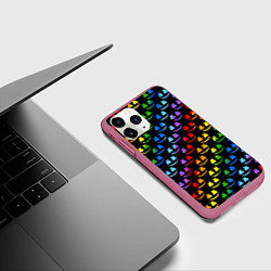 Чехол iPhone 11 Pro матовый Marshmello pattern neon, цвет: 3D-малиновый — фото 2