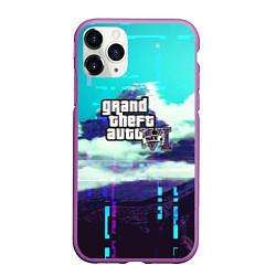 Чехол iPhone 11 Pro матовый GTA6 glitch pattern, цвет: 3D-фиолетовый