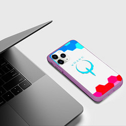 Чехол iPhone 11 Pro матовый Квейк соты, цвет: 3D-фиолетовый — фото 2