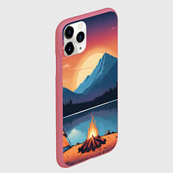 Чехол iPhone 11 Pro матовый В лесу с палаткой, цвет: 3D-малиновый — фото 2