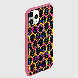 Чехол iPhone 11 Pro матовый Игровые кости паттерн, цвет: 3D-малиновый — фото 2