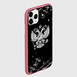 Чехол iPhone 11 Pro матовый Герб РФ черно белые краски, цвет: 3D-малиновый — фото 2
