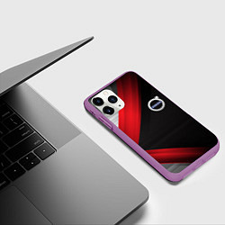Чехол iPhone 11 Pro матовый Volvo metal stripes, цвет: 3D-фиолетовый — фото 2