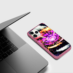 Чехол iPhone 11 Pro матовый Оптический узор цветок, цвет: 3D-малиновый — фото 2