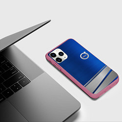 Чехол iPhone 11 Pro матовый Volvo automobile metal, цвет: 3D-малиновый — фото 2