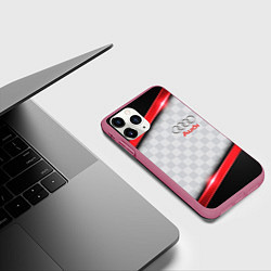 Чехол iPhone 11 Pro матовый AUDI auto texture, цвет: 3D-малиновый — фото 2