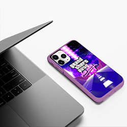 Чехол iPhone 11 Pro матовый GTA vice city retrovawe, цвет: 3D-фиолетовый — фото 2