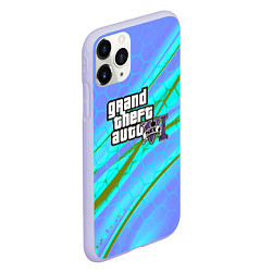 Чехол iPhone 11 Pro матовый GTA 6 неоновые соты геометрия, цвет: 3D-светло-сиреневый — фото 2