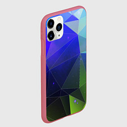 Чехол iPhone 11 Pro матовый Неоновые треугольники геометрия, цвет: 3D-малиновый — фото 2