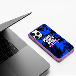 Чехол iPhone 11 Pro матовый Vice cuty gta tropic steel, цвет: 3D-фиолетовый — фото 2