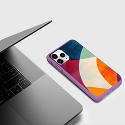 Чехол iPhone 11 Pro матовый Геометрическая иллюстрация, цвет: 3D-фиолетовый — фото 2