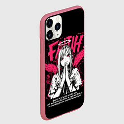 Чехол iPhone 11 Pro матовый Пауэр ангел - Человек бензопила, цвет: 3D-малиновый — фото 2