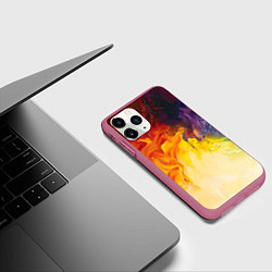 Чехол iPhone 11 Pro матовый Подтеки масляных красок, цвет: 3D-малиновый — фото 2