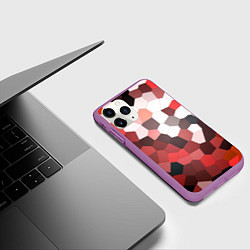 Чехол iPhone 11 Pro матовый Красно белая мозаика, цвет: 3D-фиолетовый — фото 2