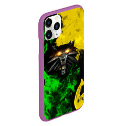 Чехол iPhone 11 Pro матовый The Witcher in fire, цвет: 3D-фиолетовый — фото 2