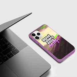 Чехол iPhone 11 Pro матовый Vice city glitch, цвет: 3D-фиолетовый — фото 2