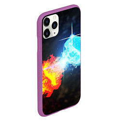 Чехол iPhone 11 Pro матовый Битва огня и воды, цвет: 3D-фиолетовый — фото 2