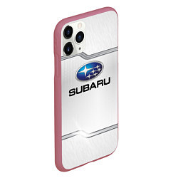 Чехол iPhone 11 Pro матовый Subaru auto steel metal, цвет: 3D-малиновый — фото 2