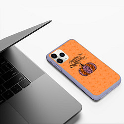 Чехол iPhone 11 Pro матовый Halloween - тыква леопардовая, цвет: 3D-светло-сиреневый — фото 2