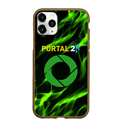 Чехол iPhone 11 Pro матовый Portal green flame, цвет: 3D-коричневый