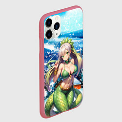 Чехол iPhone 11 Pro матовый Новогодняя девушка - змея, цвет: 3D-малиновый — фото 2