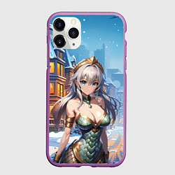 Чехол iPhone 11 Pro матовый Девушка - змея символ 2025, цвет: 3D-фиолетовый