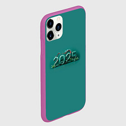 Чехол iPhone 11 Pro матовый Символ 2025 нового года: зеленая змея, цвет: 3D-фиолетовый — фото 2
