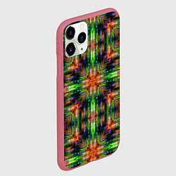 Чехол iPhone 11 Pro матовый Зелено оранжевый калейдоскопический узор, цвет: 3D-малиновый — фото 2