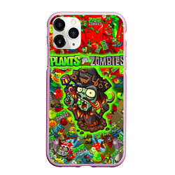 Чехол iPhone 11 Pro матовый Plants vs Zombies пират, цвет: 3D-розовый