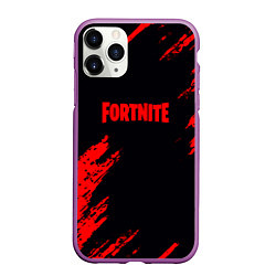 Чехол iPhone 11 Pro матовый Fortnite красные краски лого, цвет: 3D-фиолетовый