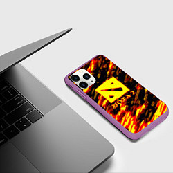 Чехол iPhone 11 Pro матовый DOTA2 огенный стиль текстура, цвет: 3D-фиолетовый — фото 2