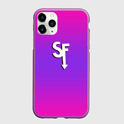 Чехол iPhone 11 Pro матовый Sally Face neon gradient, цвет: 3D-фиолетовый