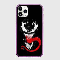 Чехол iPhone 11 Pro матовый Лицо Венома, цвет: 3D-фиолетовый