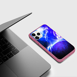 Чехол iPhone 11 Pro матовый Неоновый шторм текстура, цвет: 3D-малиновый — фото 2