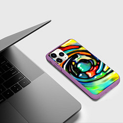 Чехол iPhone 11 Pro матовый Акварельные краски мозаика, цвет: 3D-фиолетовый — фото 2