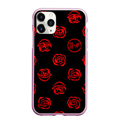 Чехол iPhone 11 Pro матовый Twenty one pilots rose pattern, цвет: 3D-розовый