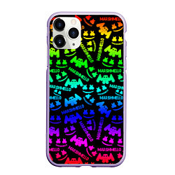 Чехол iPhone 11 Pro матовый Marshmello neon steel pattern, цвет: 3D-светло-сиреневый