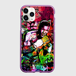 Чехол iPhone 11 Pro матовый Майк Тайсон граффити, цвет: 3D-фиолетовый