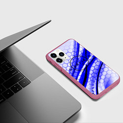 Чехол iPhone 11 Pro матовый Starfield hexagon space, цвет: 3D-малиновый — фото 2