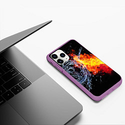 Чехол iPhone 11 Pro матовый Столкновения огня и воды, цвет: 3D-фиолетовый — фото 2