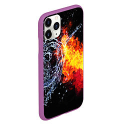 Чехол iPhone 11 Pro матовый Столкновения огня и воды, цвет: 3D-фиолетовый — фото 2