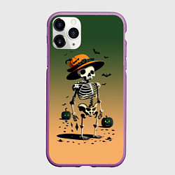 Чехол iPhone 11 Pro матовый Funny skeleton - ai art fantasy, цвет: 3D-фиолетовый