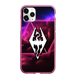 Чехол iPhone 11 Pro матовый The Elder Scrolls neon game, цвет: 3D-малиновый