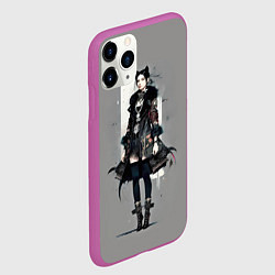 Чехол iPhone 11 Pro матовый Girl cat fashionista - ai art fantasy, цвет: 3D-фиолетовый — фото 2