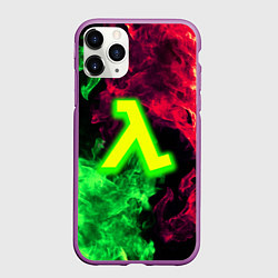 Чехол iPhone 11 Pro матовый Half life битва огня кислотное лого, цвет: 3D-фиолетовый