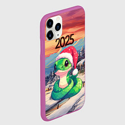 Чехол iPhone 11 Pro матовый 2025 новогодняя змейка, цвет: 3D-фиолетовый — фото 2